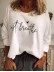 Women's letter printed round neck long sleeved T-shirt
