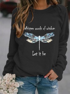 Women's letter printed round neck sweater