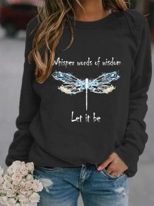 Women's letter printed round neck sweater