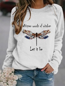 Women's letter printed round neck sweater