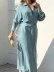 Women's Linen Blend Pocket Slit Shirt Midi Dress