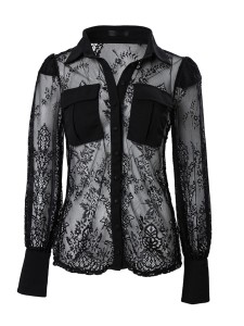 Women's long sleeved lace top
