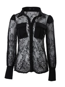 Women's long sleeved lace top