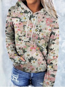Women's loose pullover hooded fleece sweatshirt