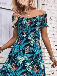 Women's Off Shoulder Split Dress