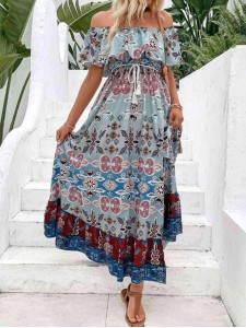 Women's Off Shoulder Split Holiday Dress