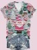Women's Pink Santa Claus Print V-Neck T-Shirt