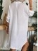 Women's pocket button cotton linen shirt dress