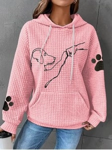 Women's puppy printed waffle sweater