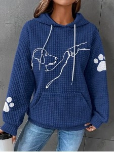 Women's puppy printed waffle sweater