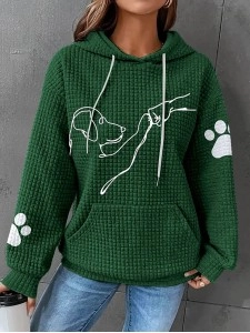 Women's puppy printed waffle sweater