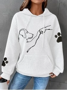 Women's puppy printed waffle sweater