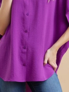 Women's purple loose elegant simple lapel shirt