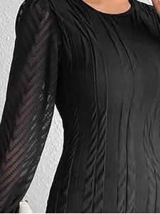 Women's round neck bubble sleeve dress