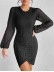 Women's round neck bubble sleeve dress