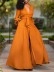 Women's Sexy Deep V Long Sleeve Waisted Solid Color Cardigan Dresses