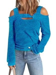 Women's shoulder digging knitted top