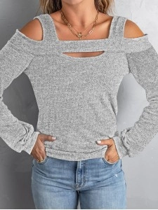 Women's shoulder digging knitted top