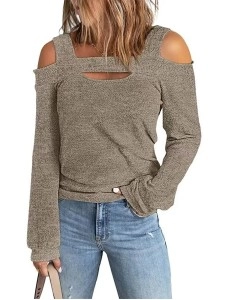 Women's shoulder digging knitted top