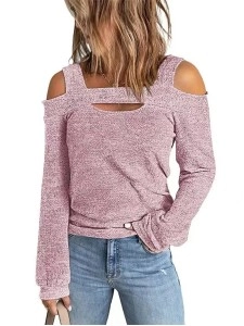 Women's shoulder digging knitted top
