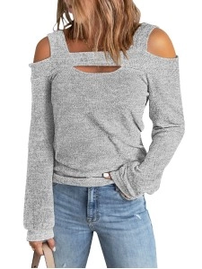 Women's shoulder digging knitted top
