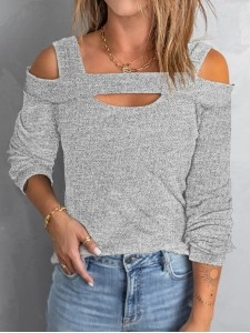 Women's shoulder digging knitted top