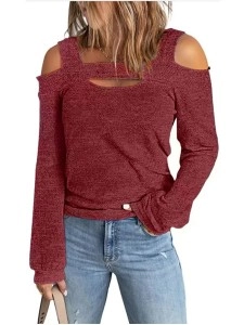 Women's shoulder digging knitted top