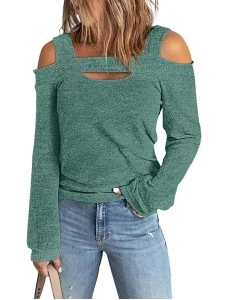 Women's shoulder digging knitted top