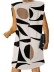 Women's simple geometric print sleeveless shoulder pad dress