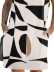 Women's simple geometric print sleeveless shoulder pad dress
