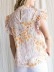 Women's simple print shirt with flanged sleeves