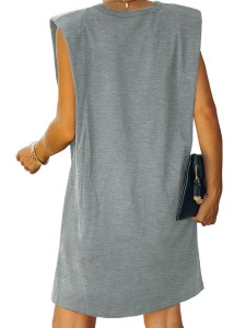 Women's simple sleeveless shoulder pad dress