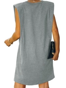 Women's simple sleeveless shoulder pad dress