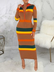 Women's Slim Fashion Striped Printed Dresses