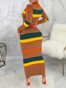 Women's Slim Fashion Striped Printed Dresses
