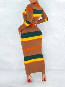 Women's Slim Fashion Striped Printed Dresses