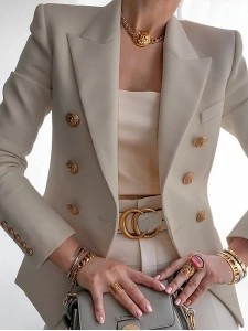 Women's Slim Solid Color Fashion Casual Suit Jacket