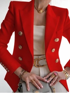 Women's Slim Solid Color Fashion Casual Suit Jacket