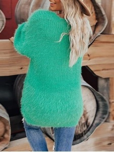 Women's solid color casual plush sweater
