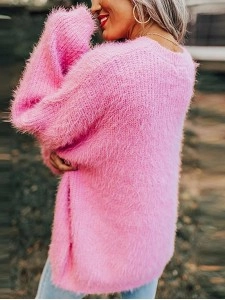 Women's solid color casual plush sweater