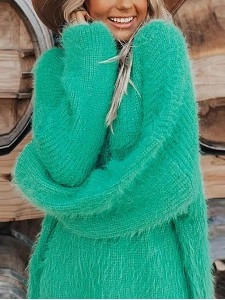 Women's solid color casual plush sweater