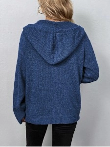 Women's Solid Color Hooded Single Breasted Sweater