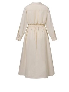 Women's Solid Pocket Button Lapel Long Sleeve Maxi Shirt Casual Dress