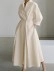 Women's Solid Pocket Button Lapel Long Sleeve Maxi Shirt Casual Dress