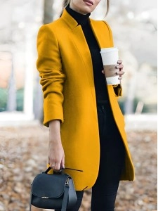 Women's standing collar long coat
