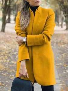 Women's standing collar long coat