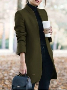 Women's standing collar long coat