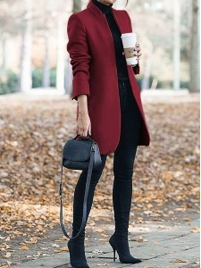 Women's standing collar long coat