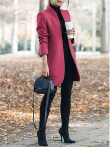 Women's standing collar long coat