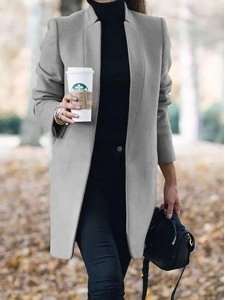Women's standing collar long coat